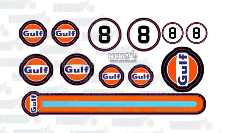 Gulf Oil Retro Racing Frame Fork Embellishments