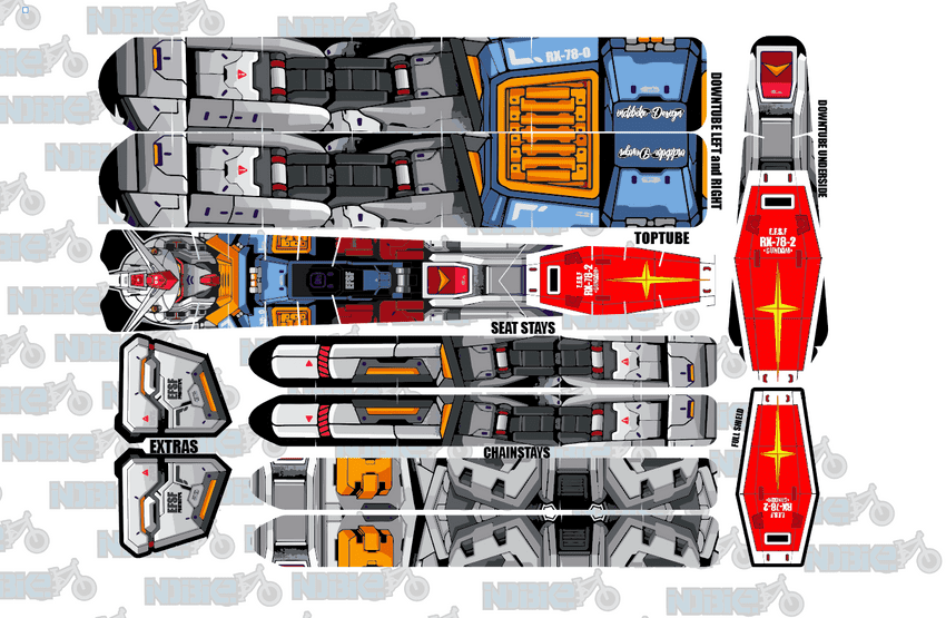 Gundam Mobile Suit RX-78 E BikeTattoo Kit