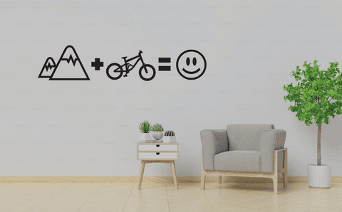 Mountain + Bike = Happy Vinyl Graphic/Decal Wall Art