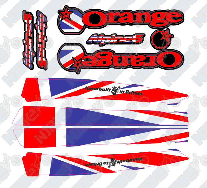 Orange Alpine6 Union Jack Custom Decal Kit