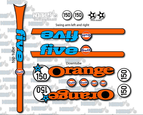 Orange Five 150 Gulf Oil Custom Decal Kit