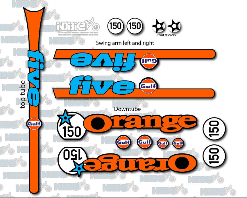 Orange Five 150 Gulf Oil Custom Decal Kit