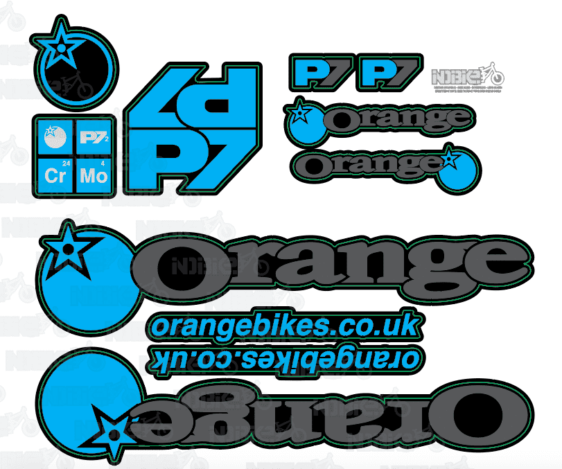 Orange P7 Cro-Mo Frame Graphics