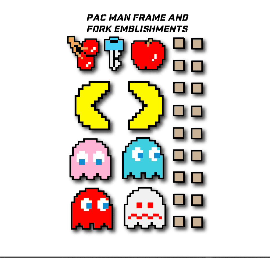 Pac Man Frame & Fork Embellishments Bike Stickers