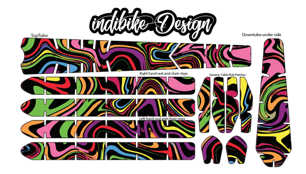 Paint Swirls Multicolour  Pattern Bike Tattoo Kit