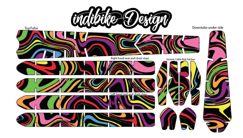 Paint Swirls Multicolour  Pattern Bike Tattoo Kit