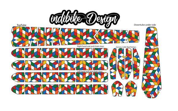 Rubik's Cube Pattern Bike Tattoo Kit
