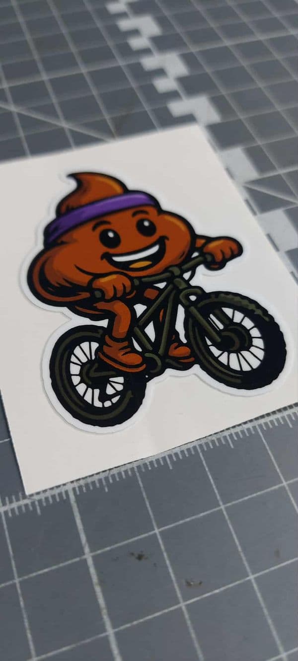 Smiley Poop On A Bike Sticker