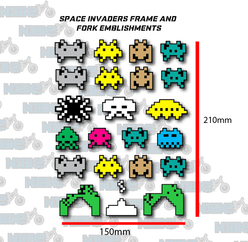 Space Invaders Frame & Fork Embellishments Bike Stickers