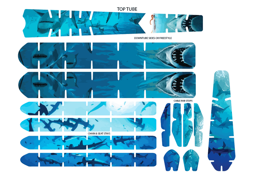 Underwater Jaws Shark Scene E Bike & MTB Tattoo Kit