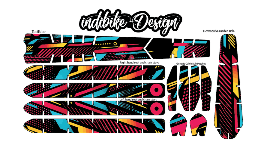 Vector Line Multicolour Pattern Bike Tattoo Kit