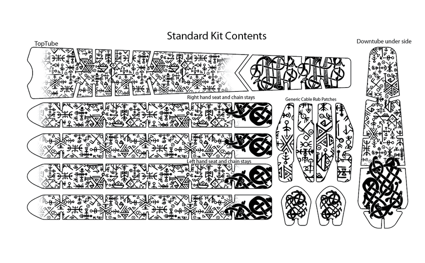 Viking Rune Pattern BikeTattoo Kit (clear) nordic bike wrap