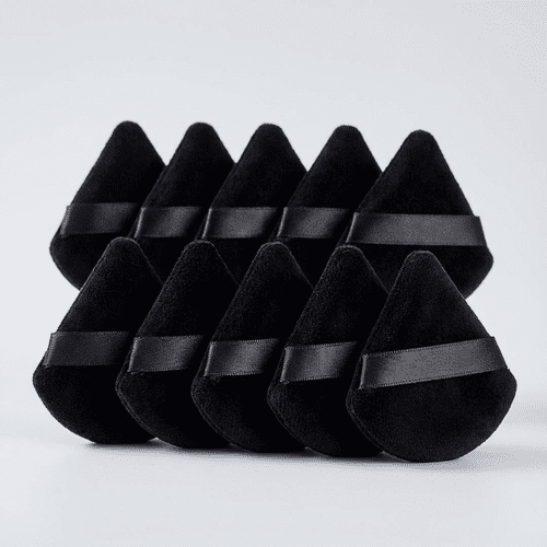 10x Black Triangle Shaped Super Soft Velvet Powder Puffs for Precision Makeup Contouring