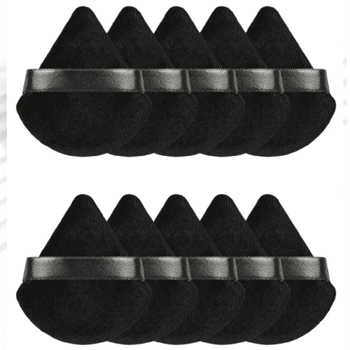 Black Triangle Shaped Velvet Powder Puffs (10pcs)