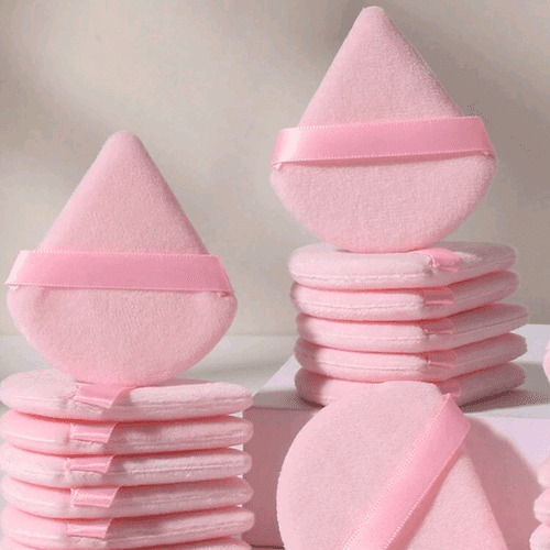 Pink Triangle Shaped Velvet Powder Puffs (10pcs)