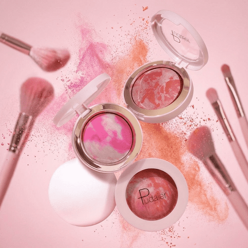 Pudaier Highlighter Blusher Powder - Compact Cheek Makeup for Radiant Glow & Natural Finish