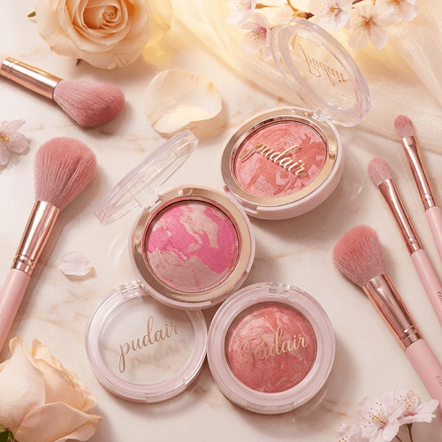 Pudaier Highlighter Blusher Powder - Compact Cheek Makeup for Radiant Glow & Natural Finish