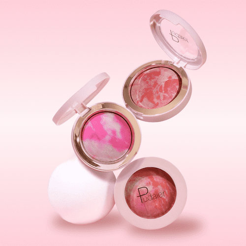 Pudaier Highlighter Blusher Powder - Compact Cheek Makeup for Radiant Glow & Natural Finish