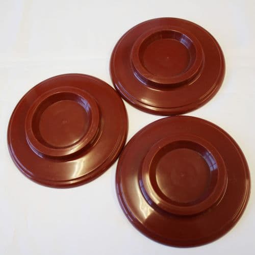 Castor Cups Brown Plastic for larger grand wheels - set of 3