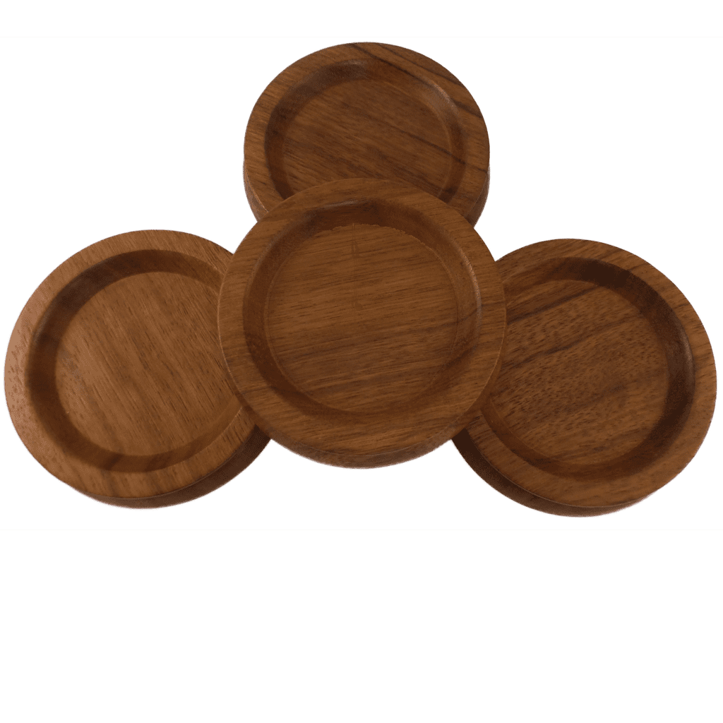 Merriway Castor Cups & Felt Pads - 4-Pack Large Brown Floor Protectors 65mm Outer Dimension