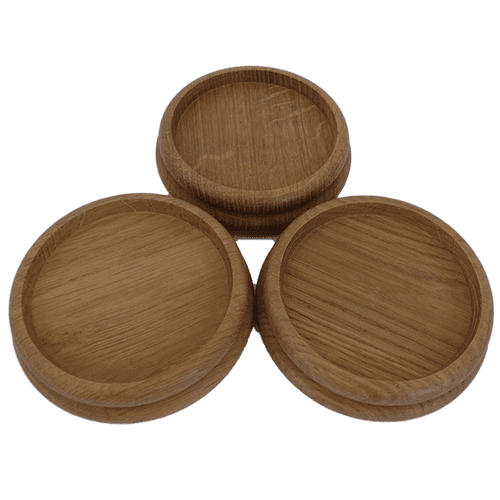 Castor Cups Solid Oak Medium - Set of 3