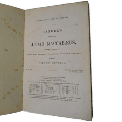 Judas Maccabaeus by G.F.Handel - Novello's Edition