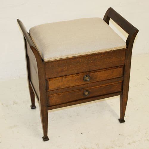 Music stool with drawers walnut antique