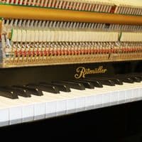 Ritmuller 118cm Traditional Upright Piano Black with Brass NEW
