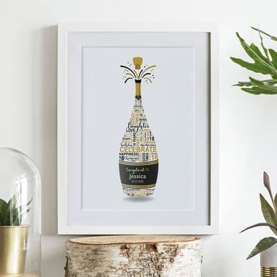 Personalised 18th Birthday Champagne Word Art