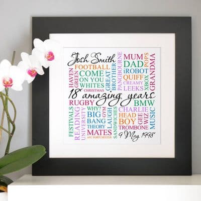 Personalised 18th Birthday Square Word Art