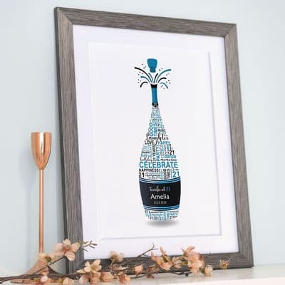Personalised 21st Birthday Champagne Word Art