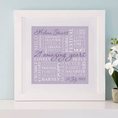 Personalised 21st Birthday Square Word Art