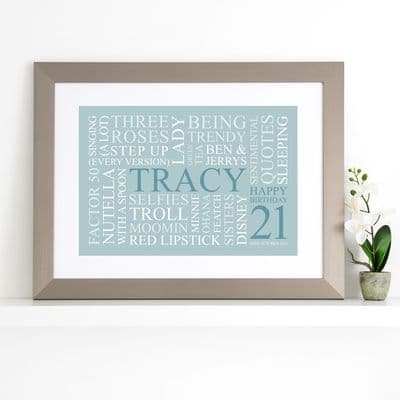 Personalised 21st Birthday Word Art