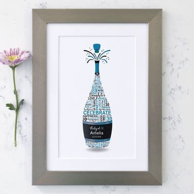Personalised 30th Birthday Champagne Word Art
