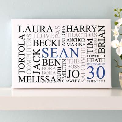 Personalised 30th Birthday Word Art