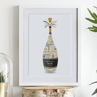 Personalised 50th Birthday Champagne Word Art