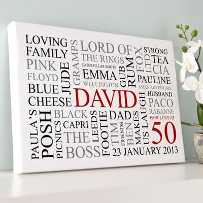 Personalised 50th Birthday Word Art