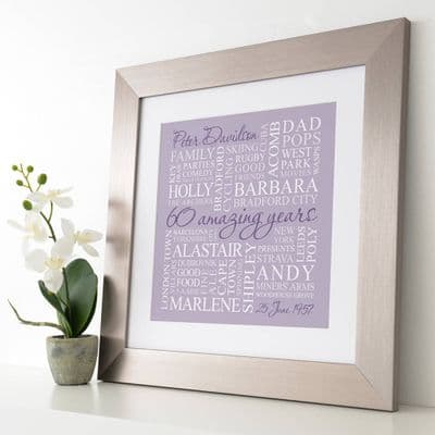 Personalised 60th Birthday Square Word Art