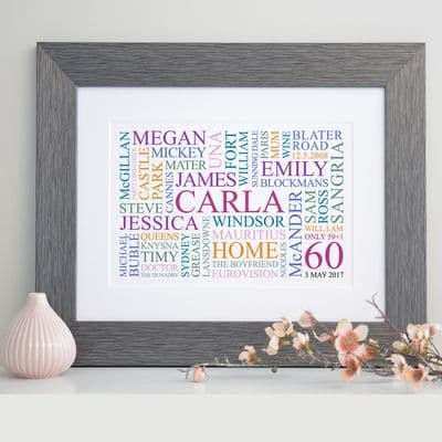 Personalised 60th Birthday Word Art