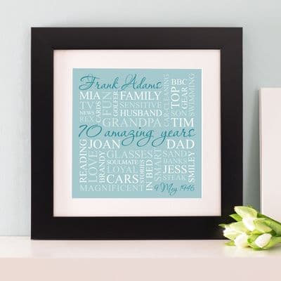Personalised 70th Birthday Square Word Art