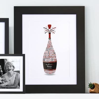 Personalised 90th Birthday Champagne Word Art