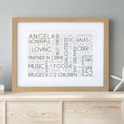 Personalised Any Age Birthday Landscape Word Art