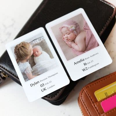 Personalised Baby Birth Announcement Photo Wallet Card