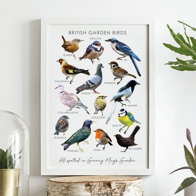 Personalised British Garden Birds Artwork