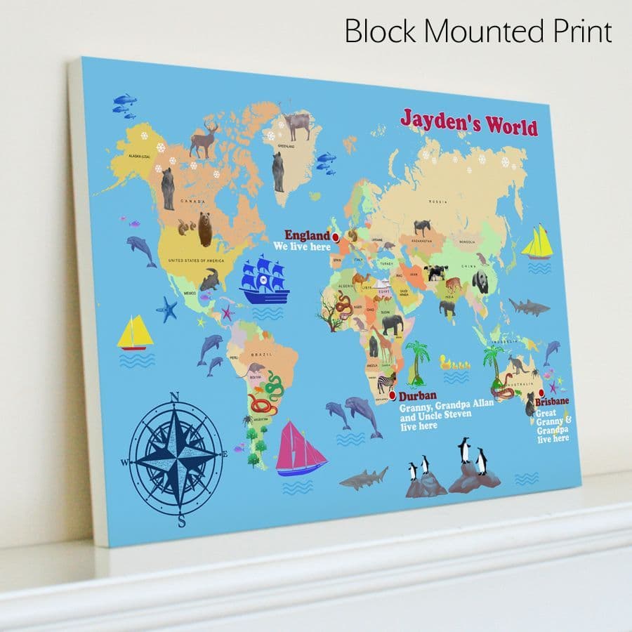 Personalised Child s World Map Print