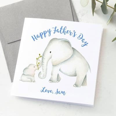 Personalised Elephant Dad And Baby Card