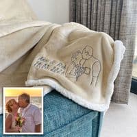 Personalised Embroidered Photo Charcoal Sherpa Blanket