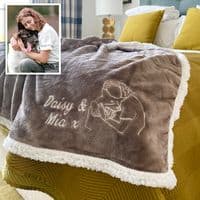 Personalised Embroidered Photo Grey Sherpa Blanket