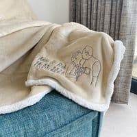 Personalised Embroidered Photo Mocha Sherpa Blanket