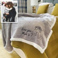 Personalised Embroidered Photo Mocha Sherpa Blanket